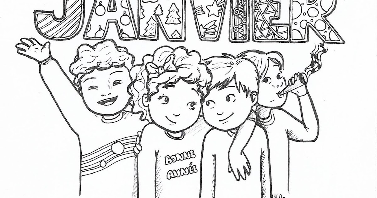 BIBOUCHE EN CLASSE : coloriage janvier 2020