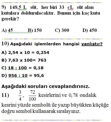 6. Sinif Matematik 2. Dönem 2. Yazılı Soruları 2013 - Ders ve Çalışma