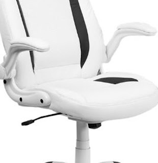 Design Details White office Chair Flash Furniture High Back White Leather Executive Swivel Chair with Flip-Up Arms