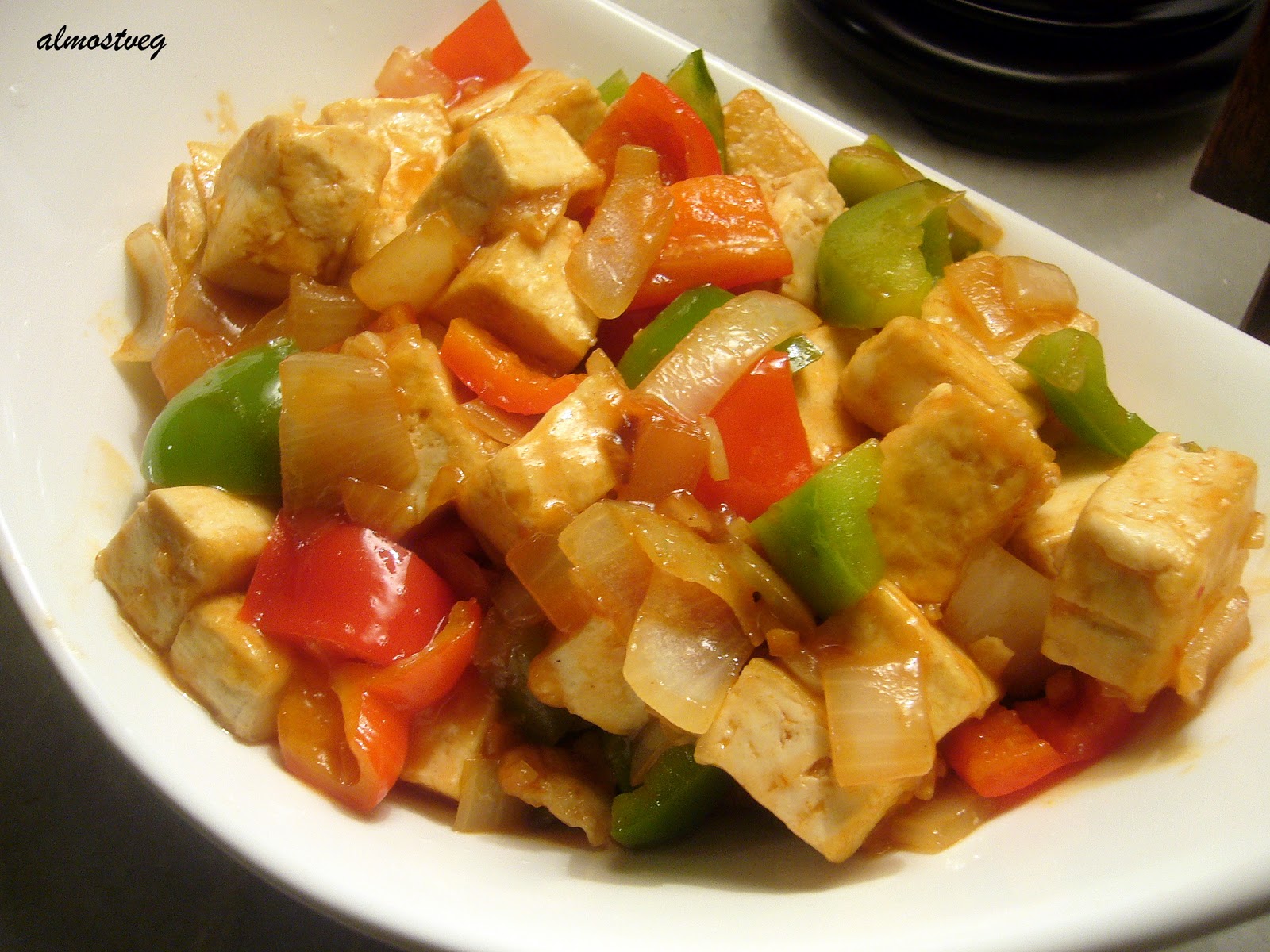 Tofu in a sweet and sour sauce