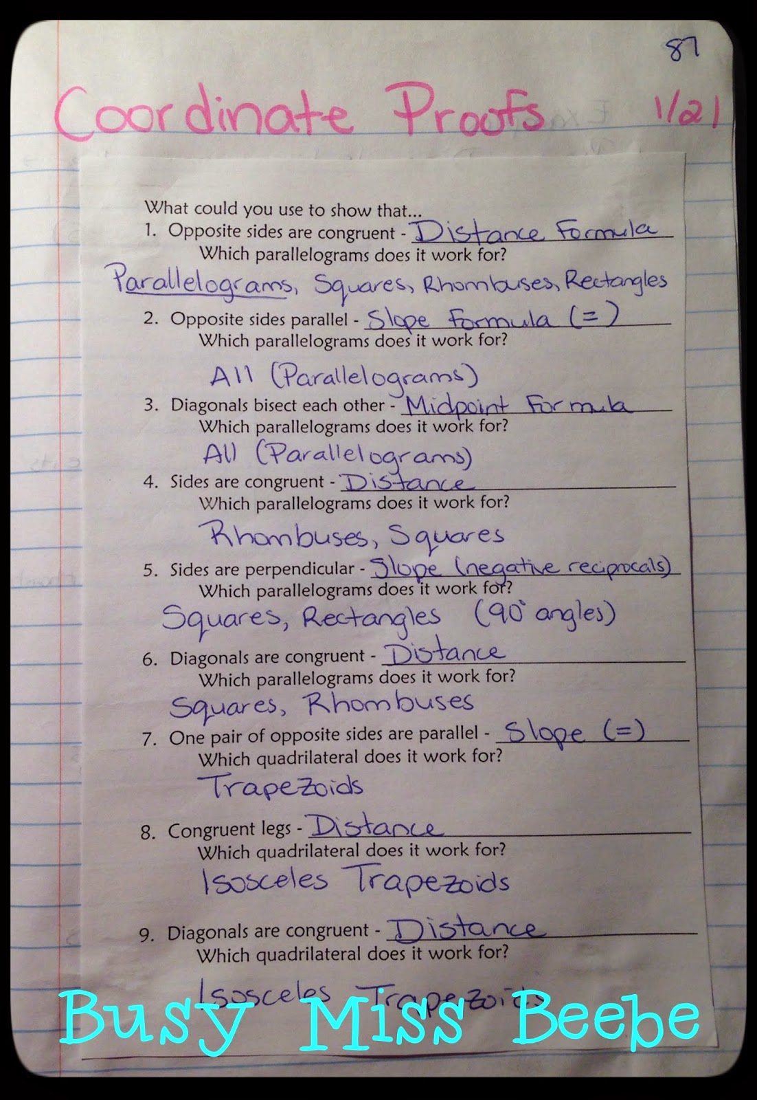 Busy Miss Beebe: Geometry Interactive Notebook - The Seventh Unit