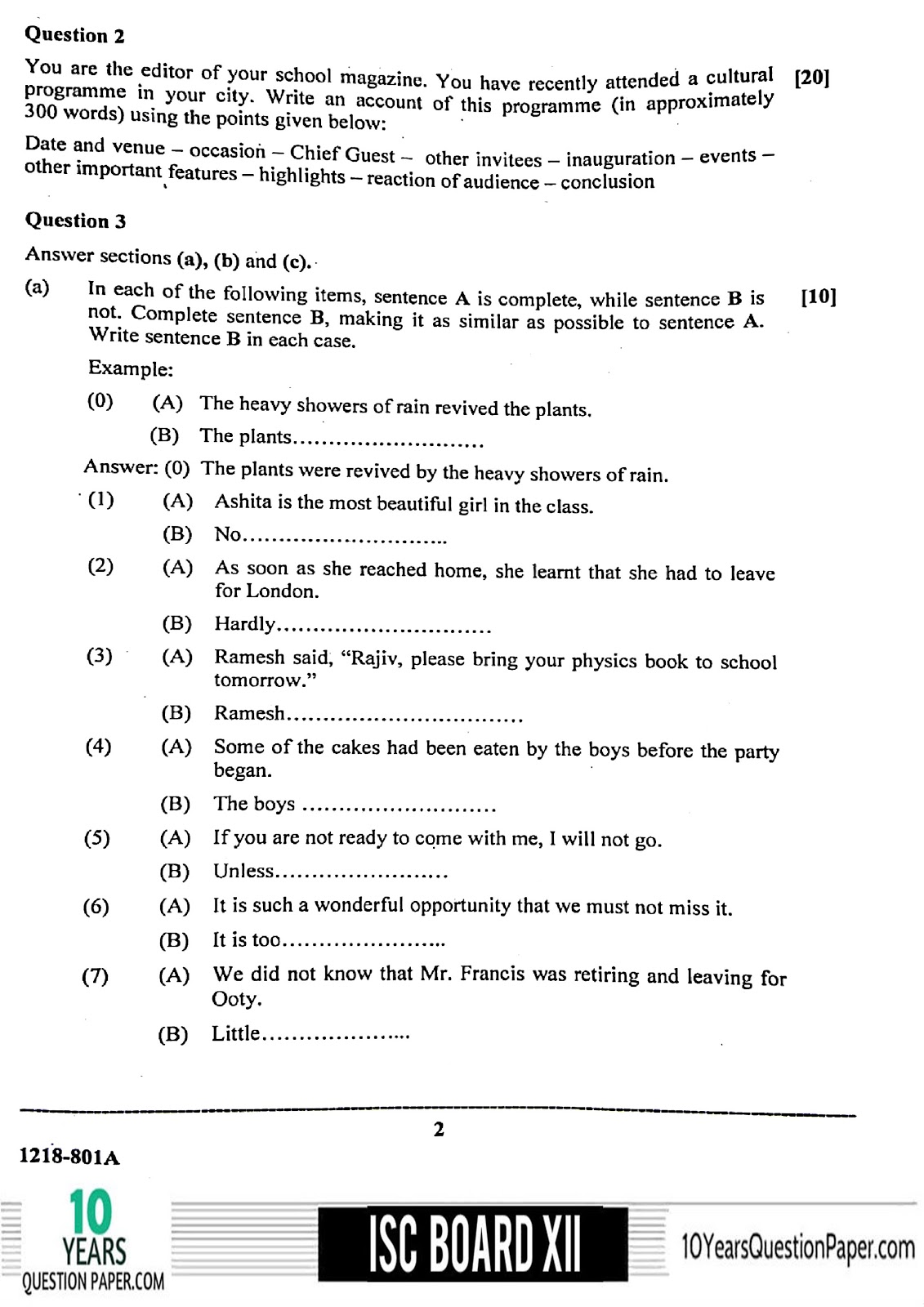 ISC 2018 English language paper 1 board question paper for Class XII ISC Board 2018 class 12th English paper 1 question paper Download page-02