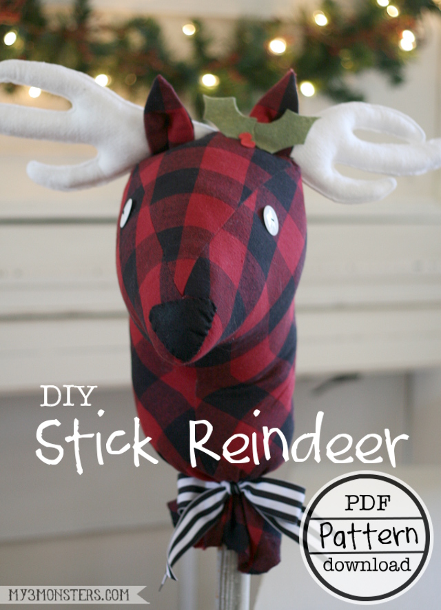 DIY Stick Reindeer pattern download and tutorial at /