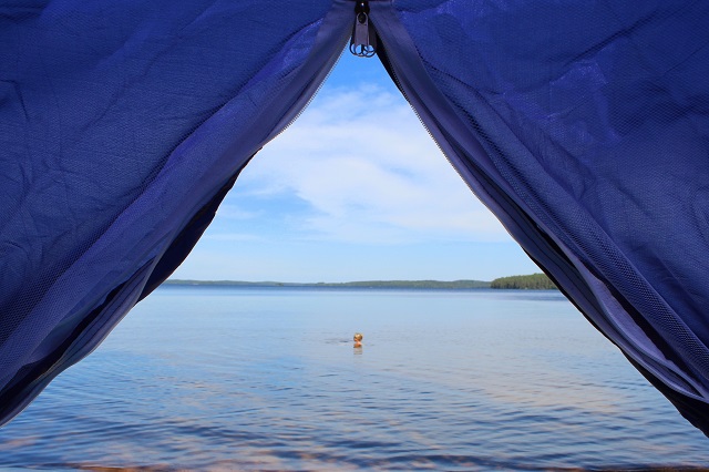 Järvinäkymä teltasta