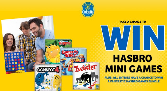 CHIQUITA FAMILY FUN INSTANT WIN GAME Chiquita Bananas and Hasbro want you to try daily for your chance to win Hasbro Mini Games or a fantastic Hasbro Games Bundle to keep the family fun going all winter long!