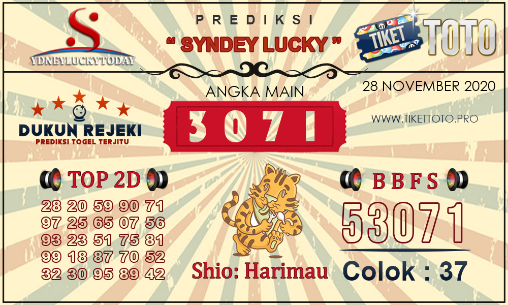 Prediksi Togel SYDNEY LUCKY TIKETTOTO 28 NOVEMBER 2020