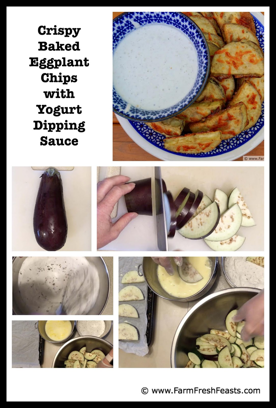 Farm Fresh Feasts Crispy Baked Eggplant Chips with Spiced Yogurt