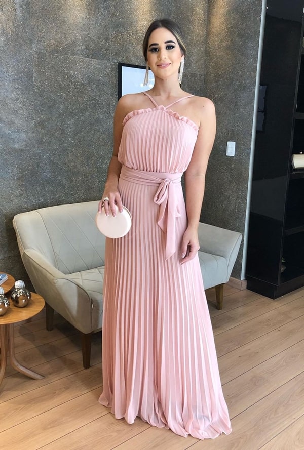 vestido plissado para casamento