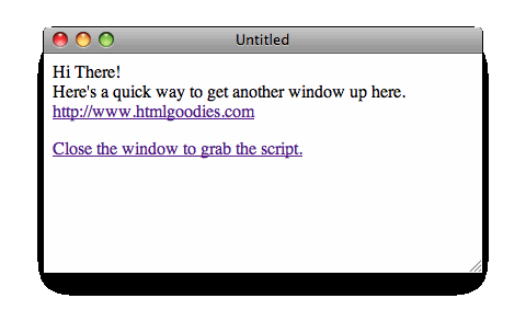The 'Quick Window' window