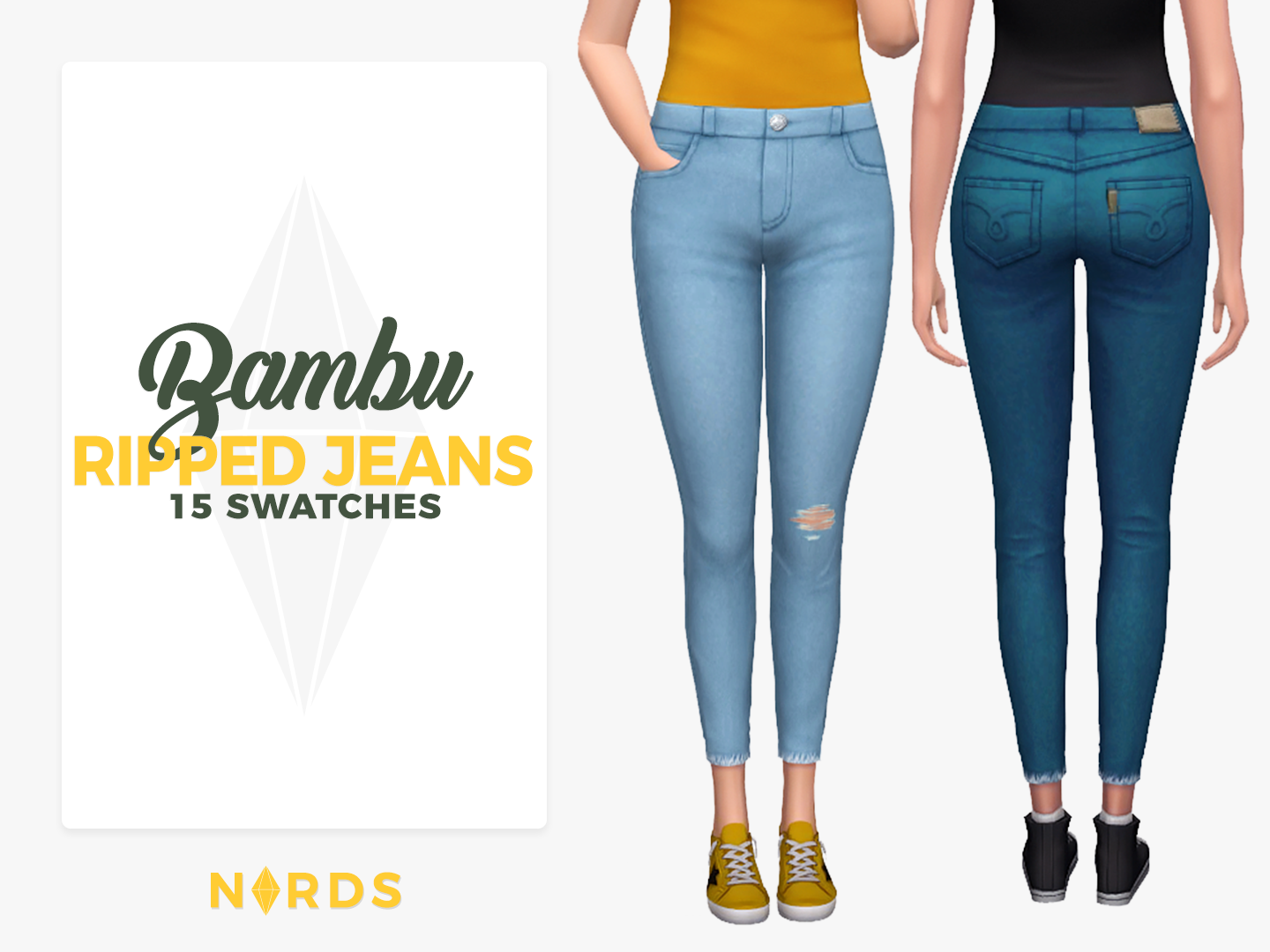 Bambu Ripped Jeans Sims 4 CC Bottom