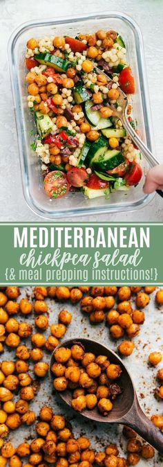 This chickpea salad is so flavorful, made with good-for-you ingredients, & easy to prepare! PLUS meal prepping instructions! via chelseasmessyapron.com #chickpea #salad #mediterranean #easy #quick #meal #prep #healthy #recipe #kidfriendly #couscous #fresh - - #paelorecipes #easysaladrecipes