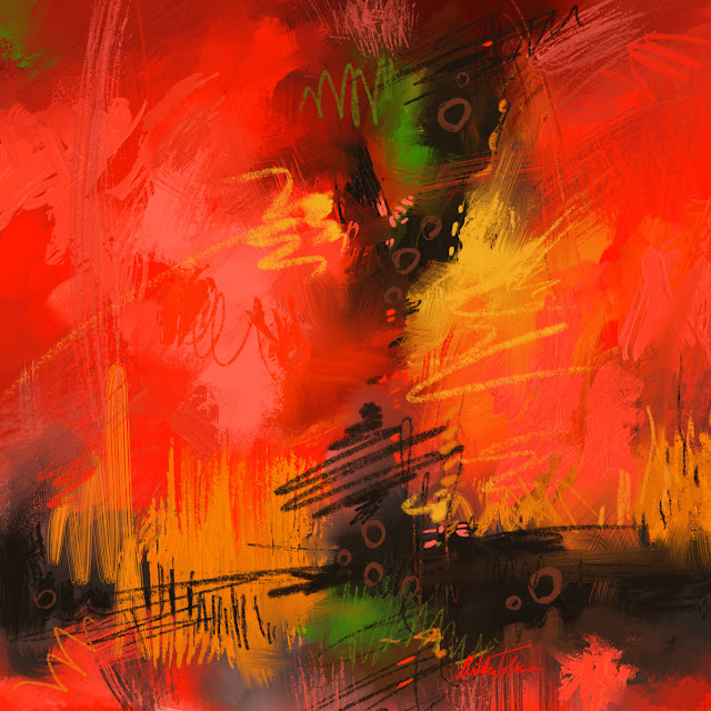 Agony digital colorful abstract painting by Mikko Tyllinen