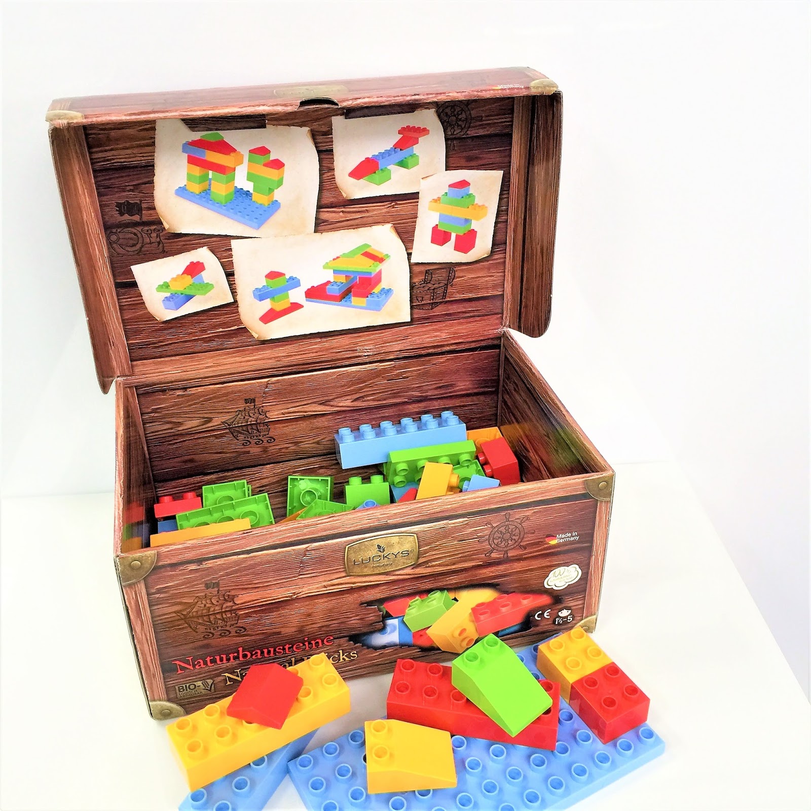 branded box of toy bricks