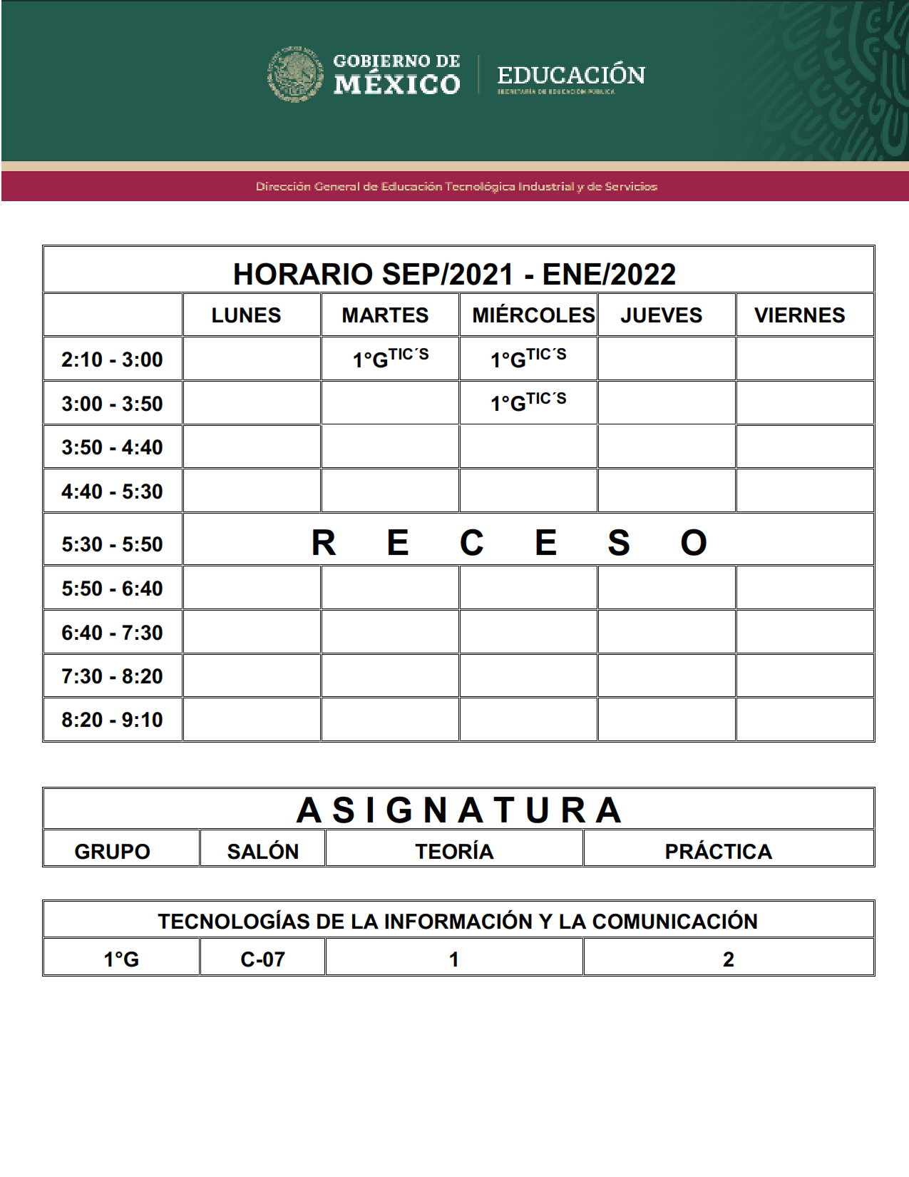 CETis 32 Tecnologías de la Información y la Comunicación Grupo 1°G Inicio