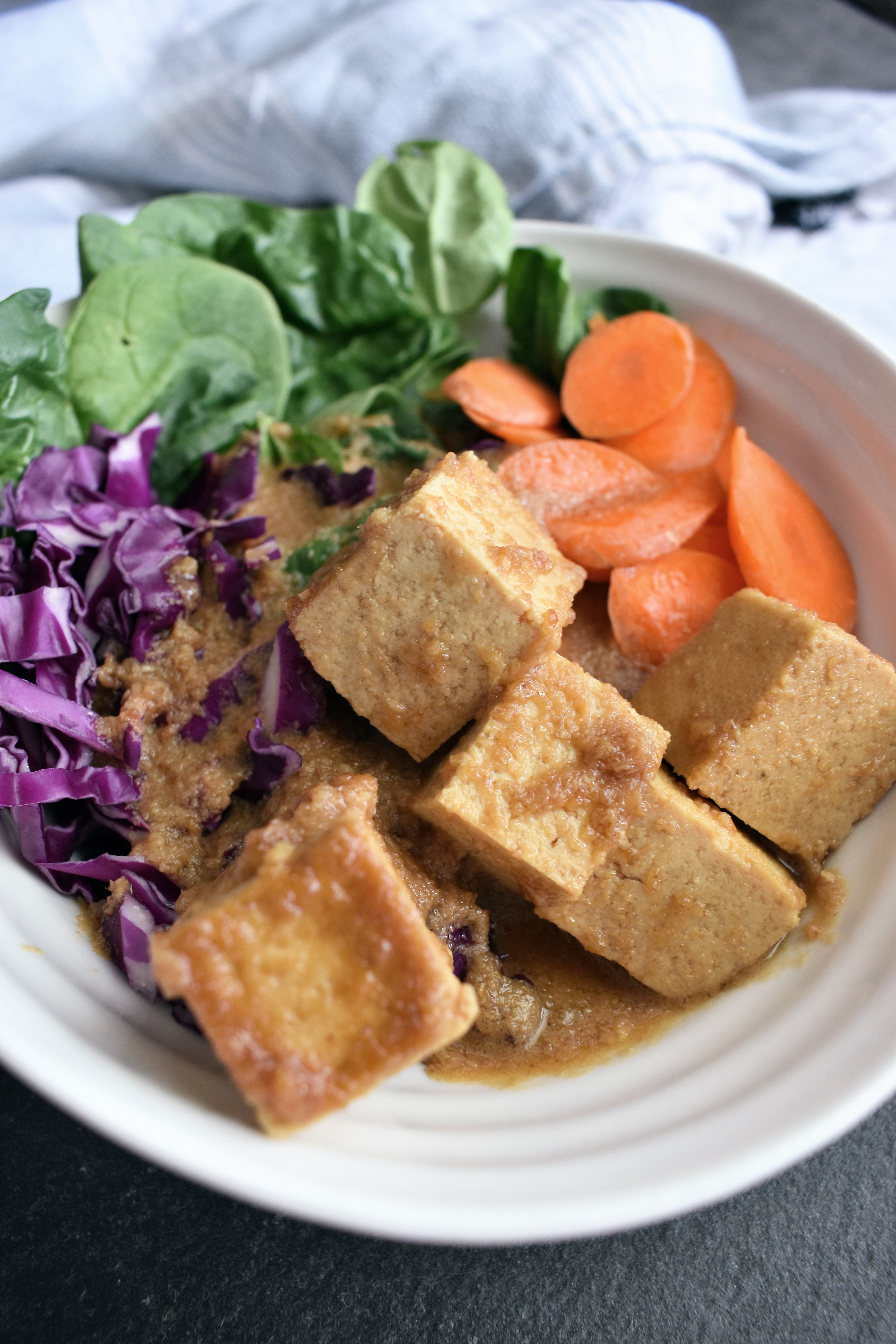 Baked Peanut Sauce Tofu