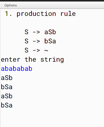 CFG java programming S->aSb | bSa | epsilon | equal number of a's and b's