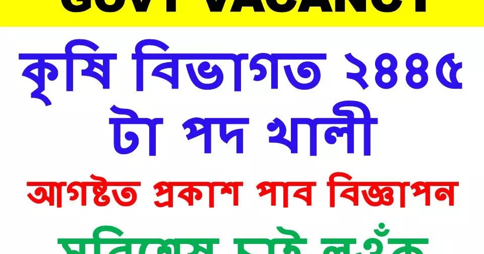 Assam Agriculture & Veterinary Department Recruitment 2020 | Total 2445