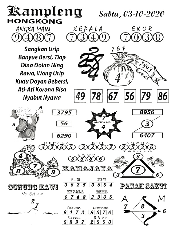 Prediksi Syair Kampleng Hk 3 Oktober 2020