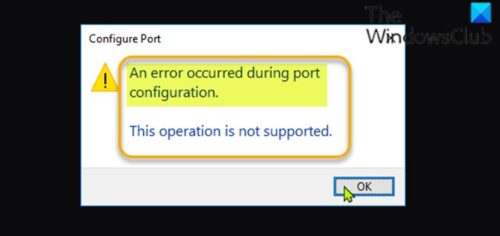 Une erreur s'est produite lors de la configuration du port
