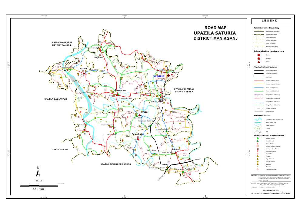 Saturia Upazila Road Map Manikganj District Bangladesh