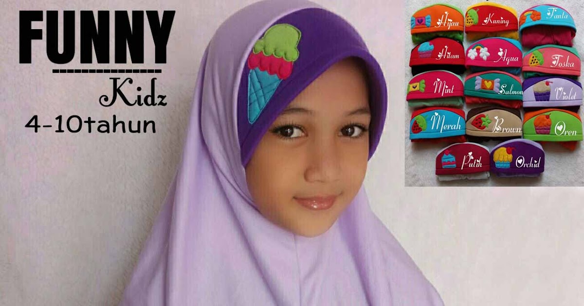 Jilbab Instan Funy kids Slempad Anak TK SD lucu JILBAB