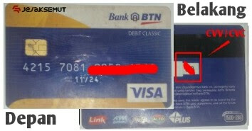 kode cvv cvc kartu kredit dan debit btn