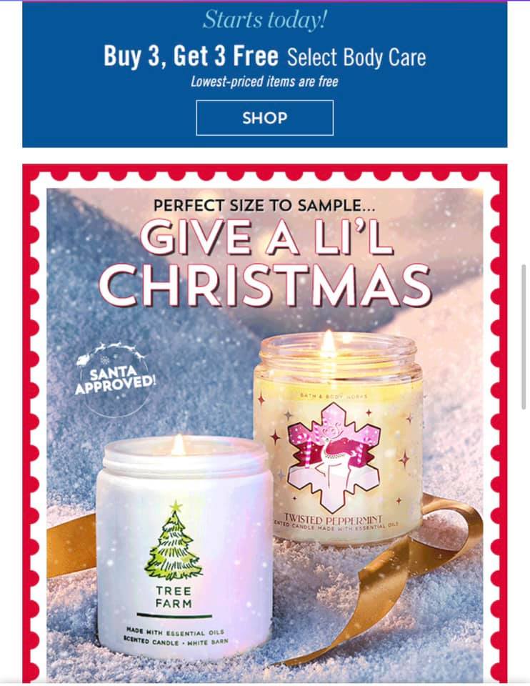 Life Inside the Page Bath & Body Works Today's Email December 1, 2020