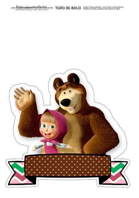 Masha and the Bear Party: Free Printable Cake Toppers. Masha and the Bear Party: Free Printable Cake Toppers.