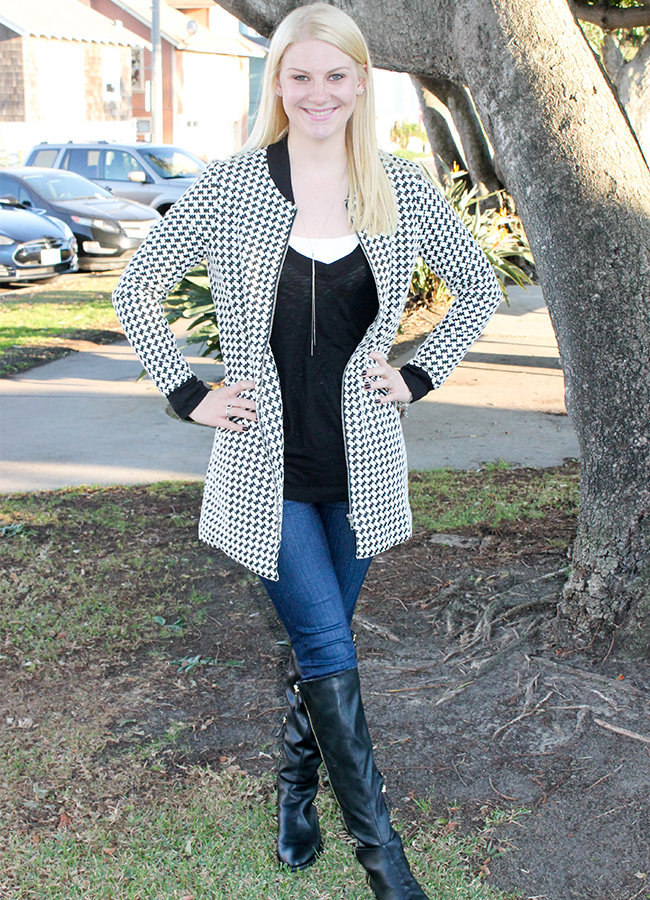 Stylish Outfit: Houndstooth City Coat — Stylelista Confessions