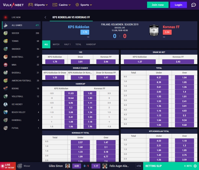 Vulkanbet Live Betting Vulkanbet Live Bets