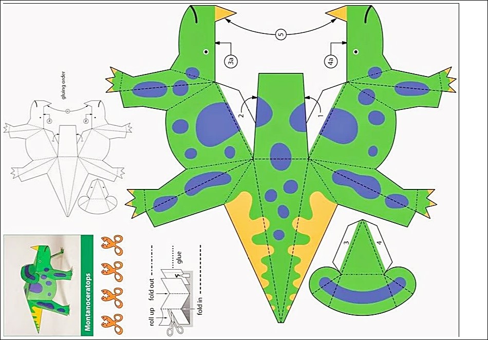 Dinosaurios articulados para recortar y armar - Colorear dibujos infantiles