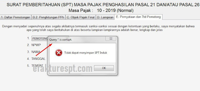 eSPT PPh 21 Error Tidak Dapat Menyimpan SPT Induk