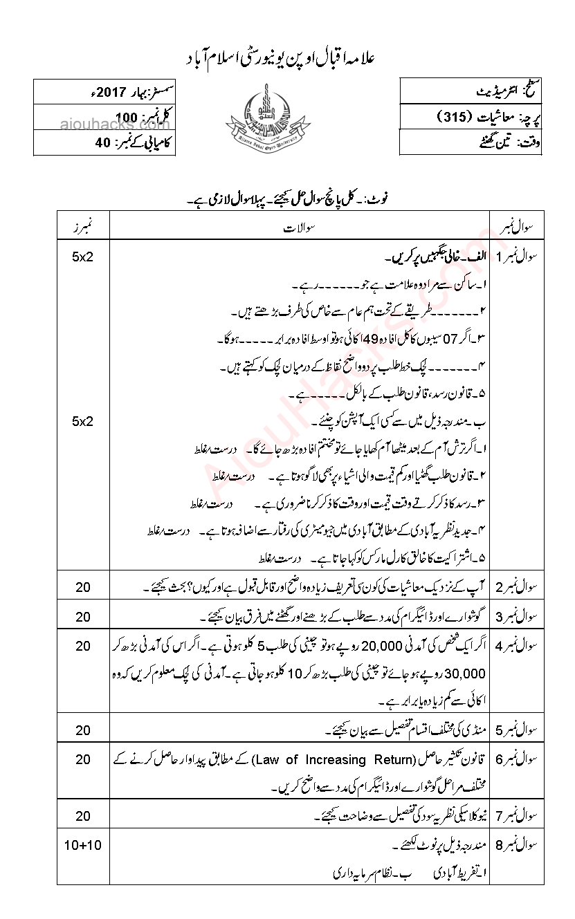 2nd year economics question paper picture