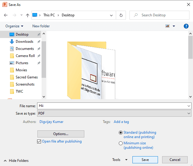 PowerPoint-presentaties opslaan als PDF-bestanden