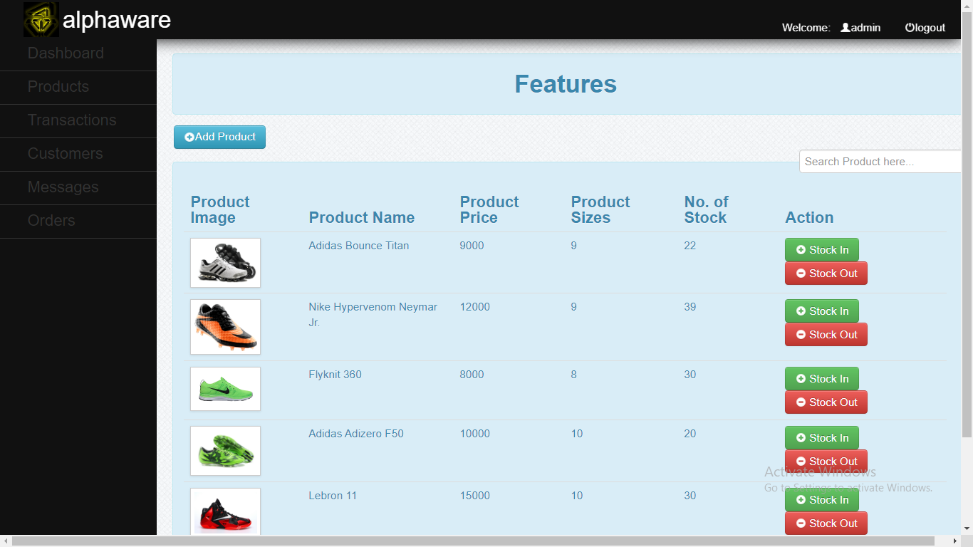 Online Shopping Alphaware System in php mysql with