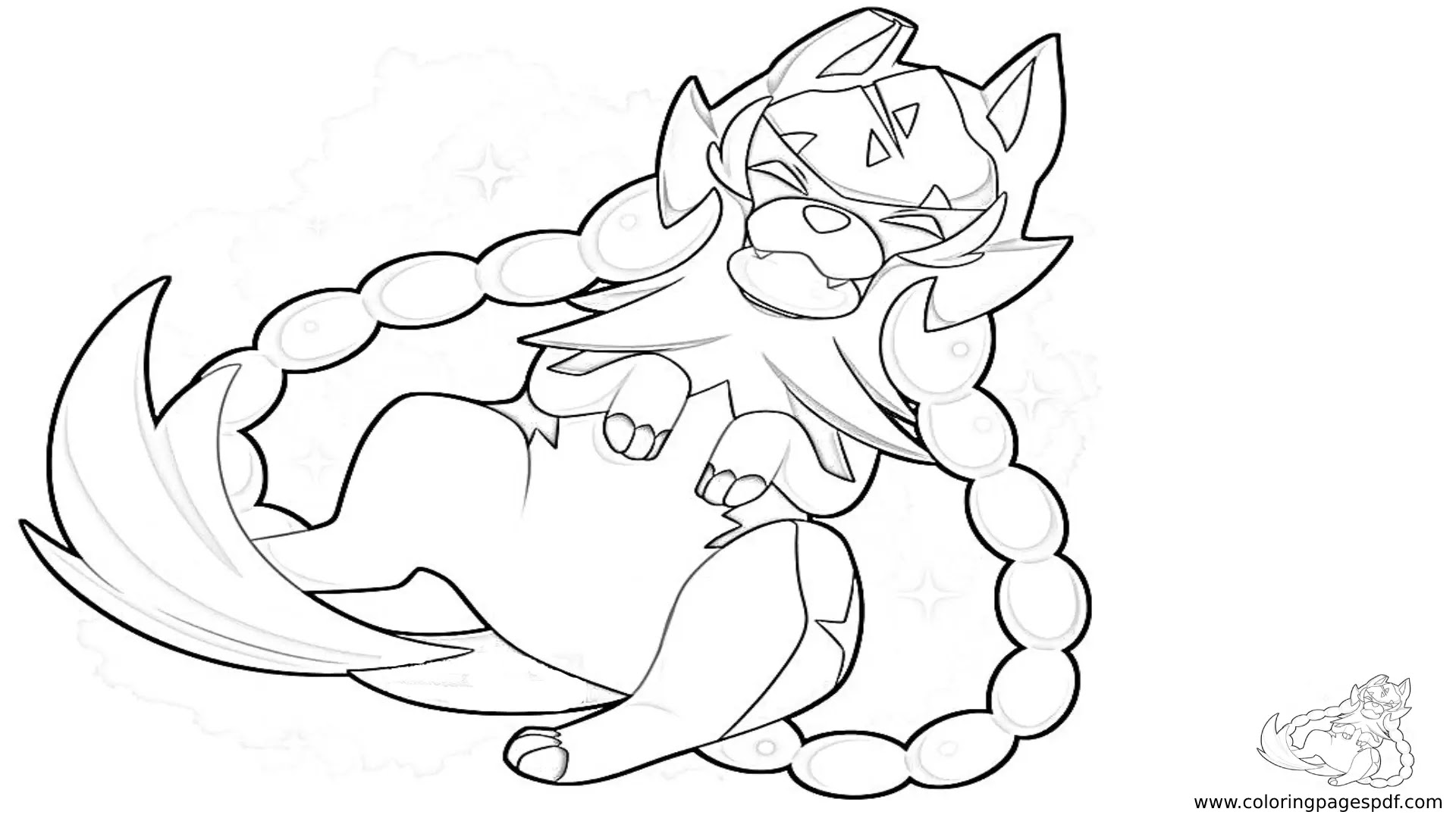 Coloring Page Of A Cute Zacian Laying On Its Back
