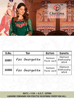 Charizma Eid Coleection 1 Georgette pakistani Suits wholesaler