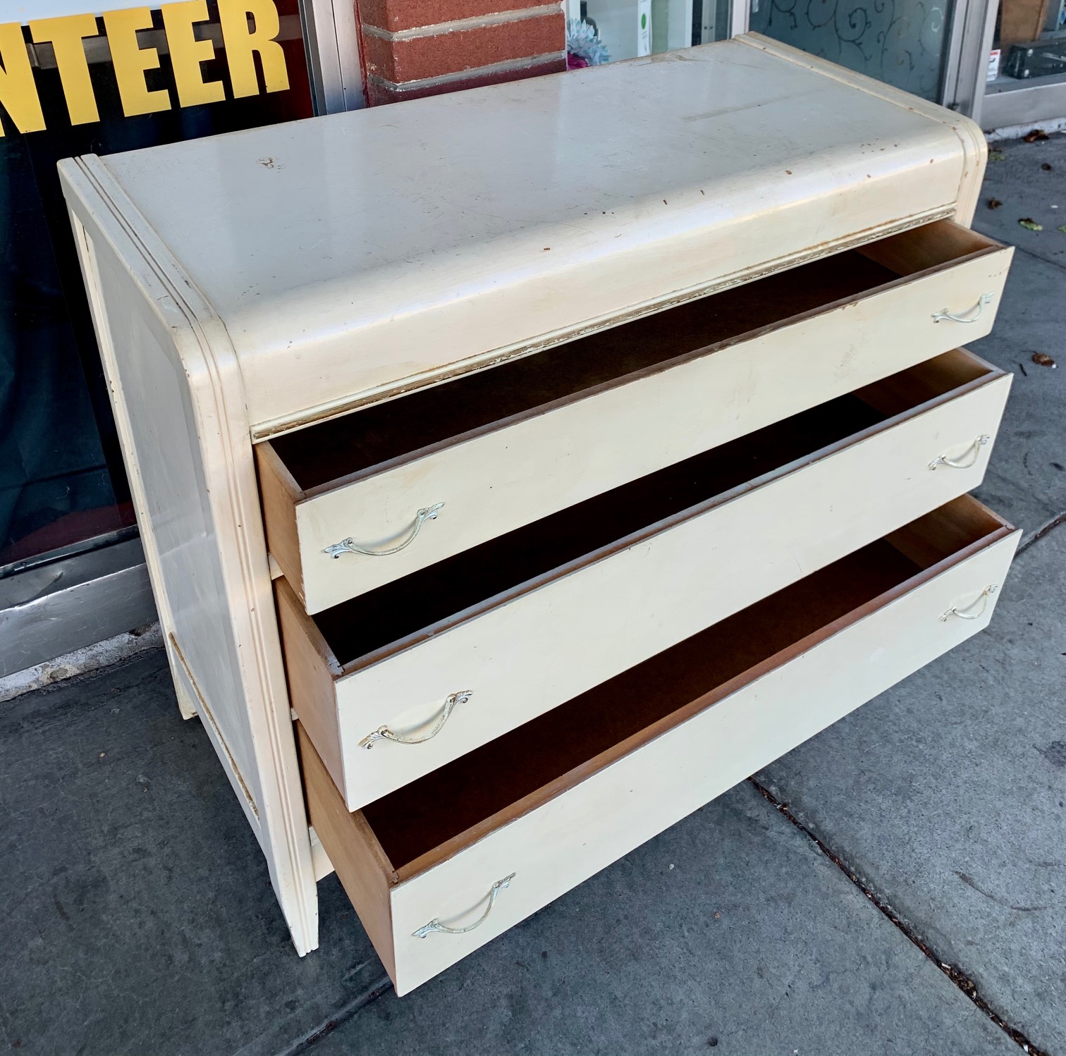 UHURU FURNITURE & COLLECTIBLES SOLD Vintage Cream Colored 3 Door