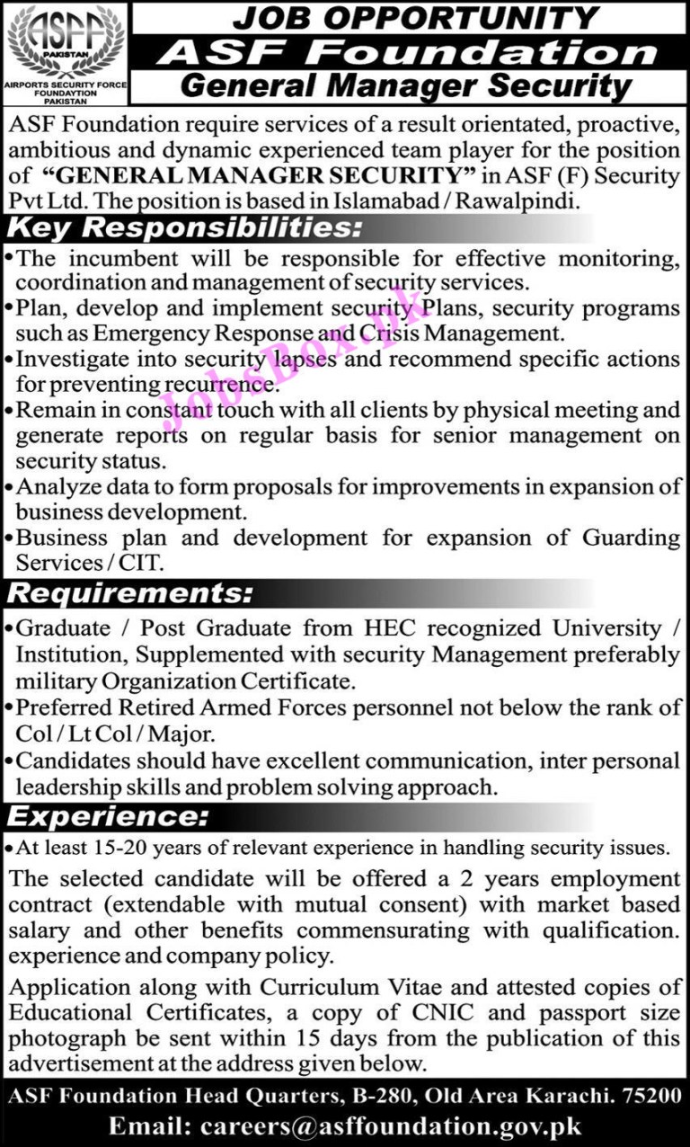 Airports Security Force ASF Foundation Jobs 2021