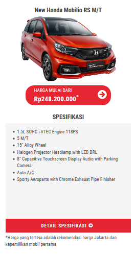 harga dan spesifikasi Honda Mobilio