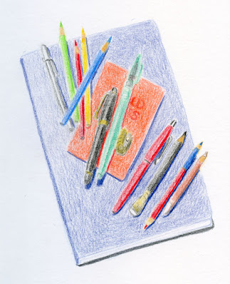 Sketchbooks, Colored Pencils And Coffee Stock Photo, Picture and Royalty  Free Image. Image 111635565.