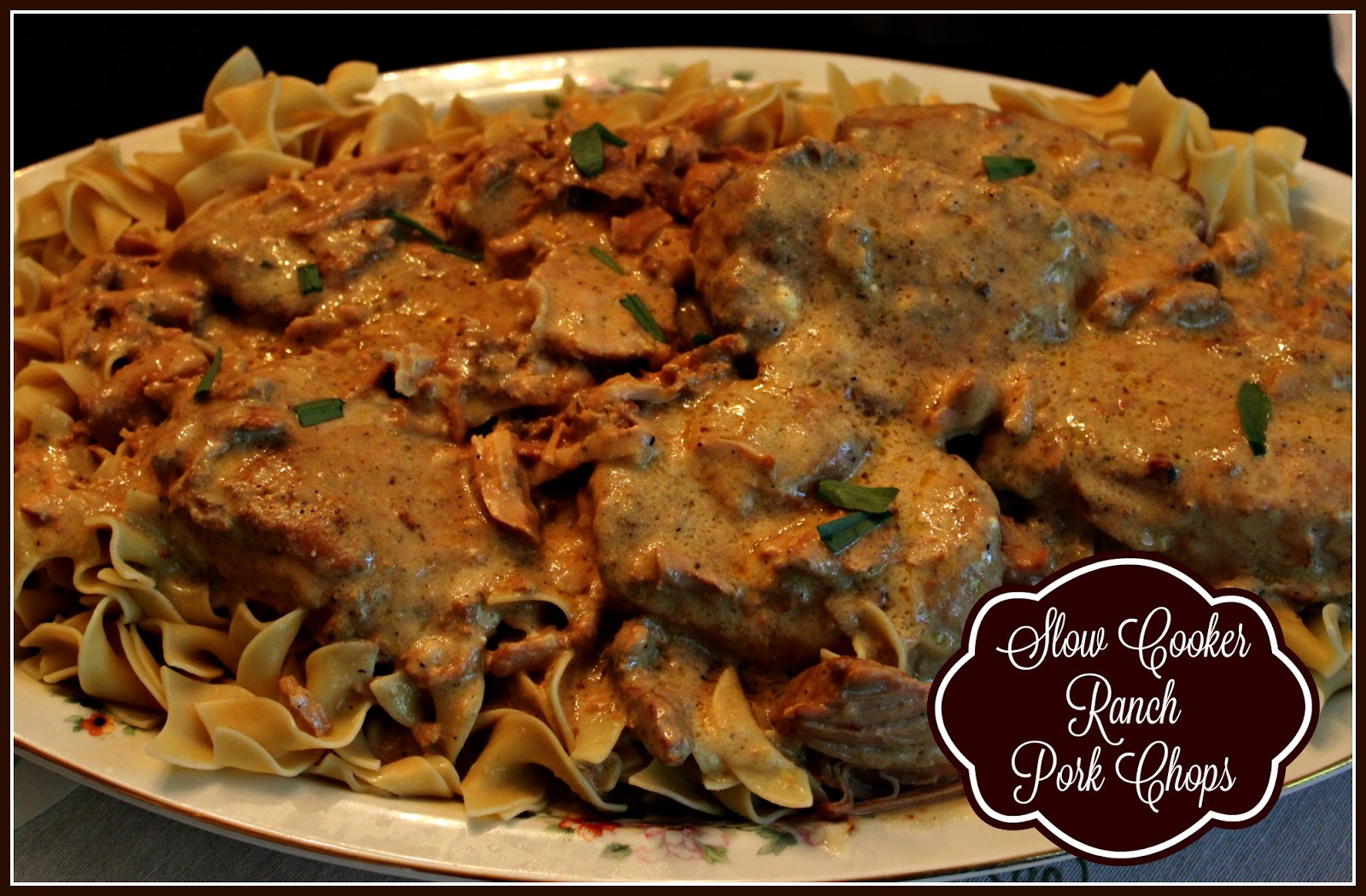 Sweet Tea and Cornbread Slow Cooker Ranch Pork Chops!