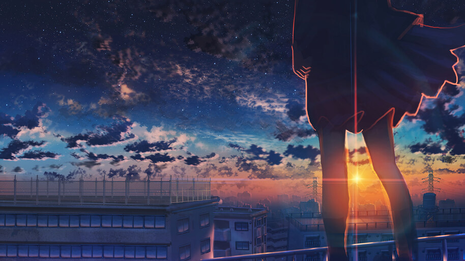 Anime, Sunset, Clouds, Scenery, 4K, #6.2608 Wallpaper PC Desktop