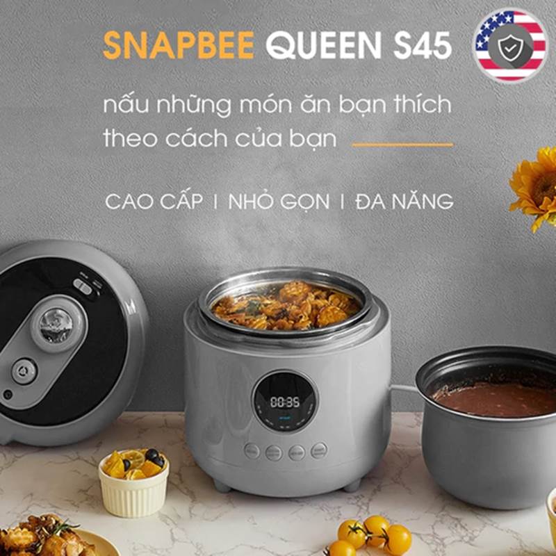 [Tặng 1 tổ yên chưng mini + Sách công thức] Snapbee Nồi áp suất đa năng Queen S45 4.5L