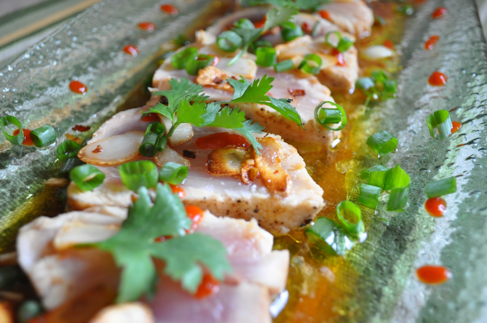 Russian Girl in the Kitchen Albacore Tuna Carpaccio with Garlic Chips
