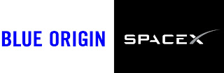 Logo of blue origin and spaceX