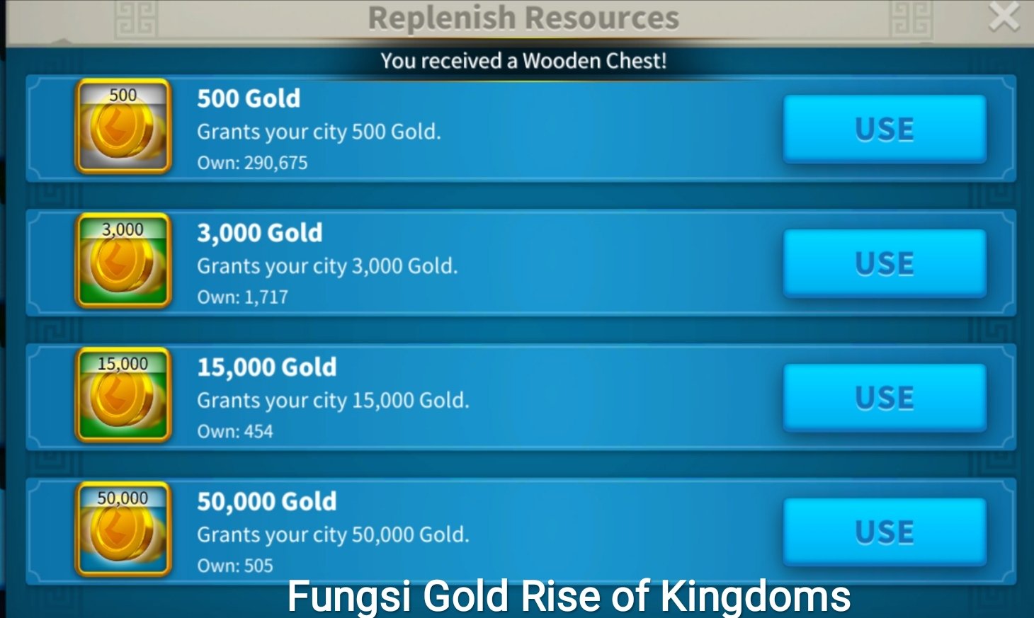 fungsi gold rise of kingdoms rok