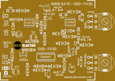 PCB Layout Noise Gate untuk Gitar DOD FX 30