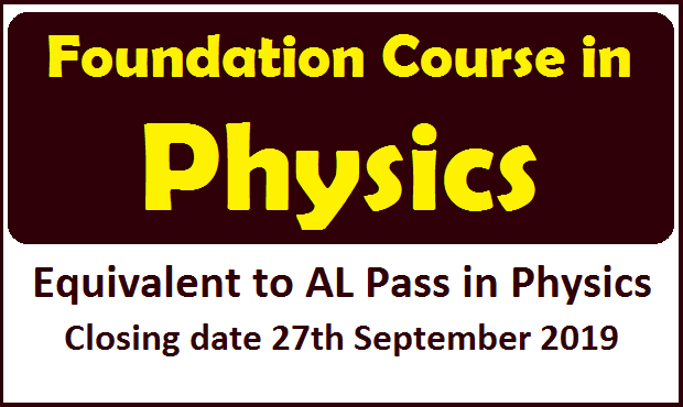 Foundation Course in Physics 2019/2020