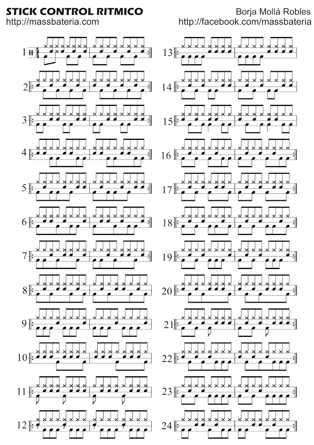 stick control ritmico primera hoja